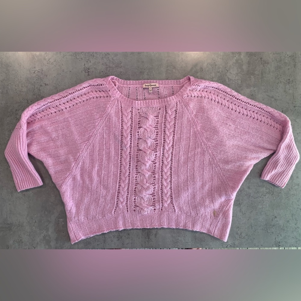 Juicy Couture Oversized Dolman 3/4 Sleeve Cable Knit Sweater, Size L